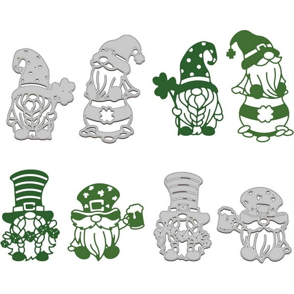 St. Patrick's Day Gnome Cutting Dies Lucky Grass Carbon Steel Die Cuts for DIY Crafting Embossing Stencil Template for Card Making Scrapbooking Photo Album Decoration