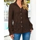 thumbnail image 4 of Blusa BTFBM de manga larga con encaje para mujer Primavera 2025 Café, 4 of 9