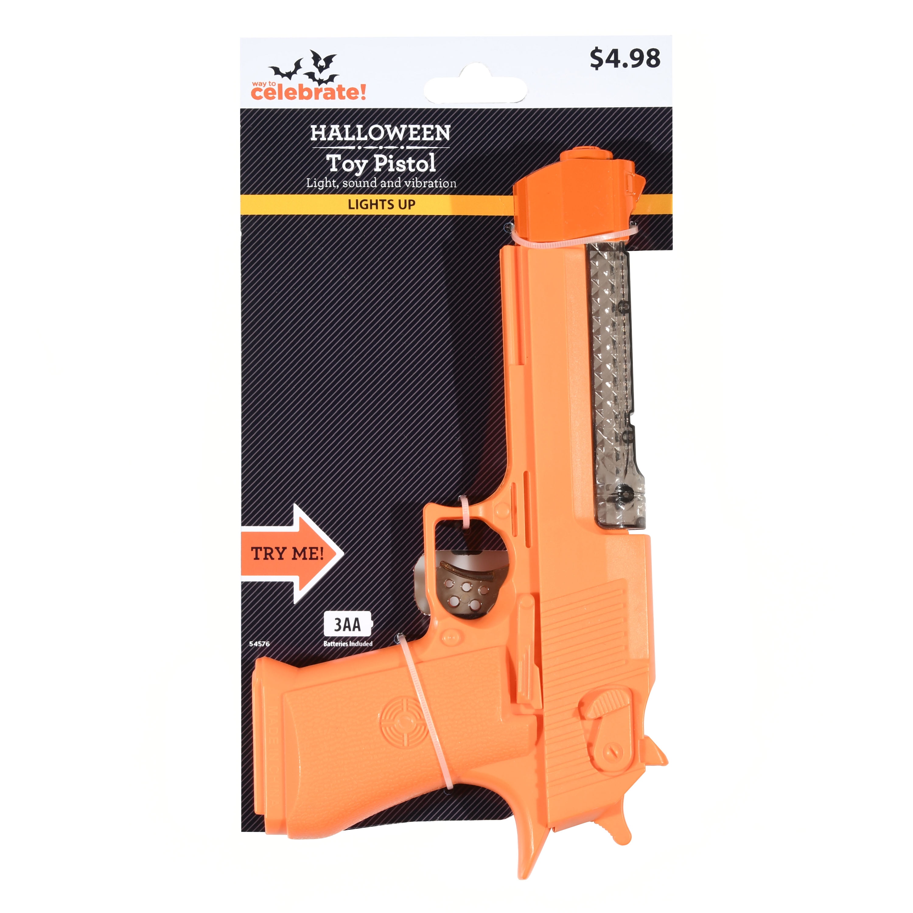 Way to Celebrate Halloween Plastic Motorized Lights & Sound Toy Pistol, 9”