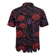 thumbnail image 5 of GrmtClth Men’s All Season Spooky Season Camp Shirt Short Sleeve Haunted House Gothic Forest Pumpkin Graphic Light Tee For costume Use Vermilion XL, 5 of 5