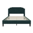 thumbnail image 7 of Queen Size Bed Frame, Velvet Upholstered Platform Bed, Solid Wood Bed Frame with Nailhead Trim & Curved Headboard, No Box Spring Needed, Green, 7 of 7