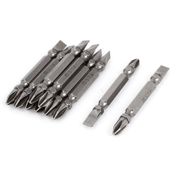 Puntas de destornillador Phillips PH2 de doble extremo con vástago hexagonal de 6 mm, longitud de 65 mm, 10 piezas