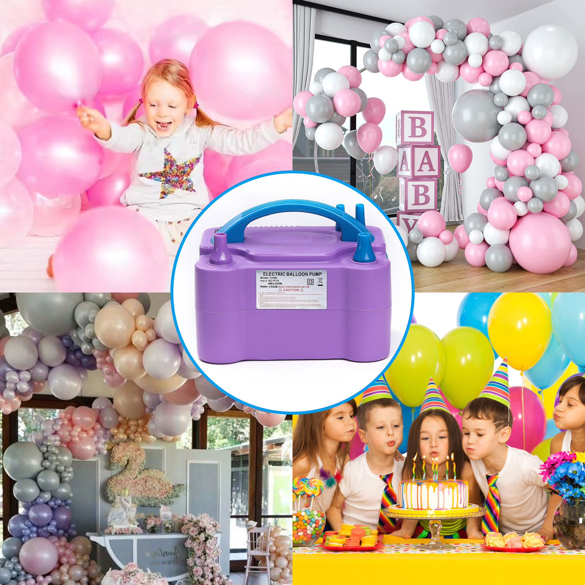 IZNEN Electric Balloon Pump, Portable Dual Nozzle Blower Air Balloon Pump & Inflator for All Balloons Party Wedding Decoration - image 4 of 8