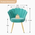 thumbnail image 3 of Hawsaiy Modern Velvet Accent Chair with Gold Metal Legs,Upholstered Vanity Chair for Bedroom, Makeup Room, or Living Room, Cyan, 3 of 11