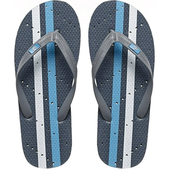 Showaflops Shower and Water Sandals - 11/12 - Gray/Turquoise/White Stripe