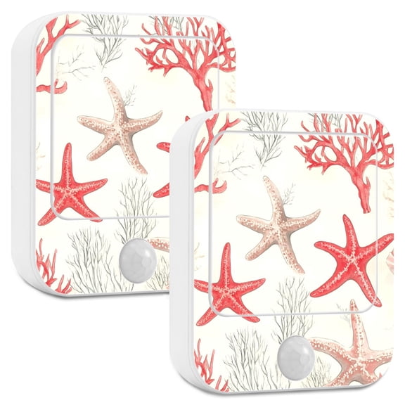 Yayeee LED Night Lights with Motion Detectors Auto Dusk to Dawn Light Sensors, 2 Pack, Brown Starfish