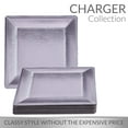 thumbnail image 4 of PARTY DISPOSABLE 20 PC SQUARE CHARGER SET | 20 Charger Dinner Plates | Heavyweight Paper Plates | Elegant Metallic Silver Finish | for Upscale Wedding and Dining (Charger Collection – Metallic/Silver), 4 of 7