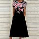 thumbnail image 2 of Moda mujer verano casual cuello redondo estampado bolsillo manga corta vestido suelto Fridja  bnh1785, 2 of 8