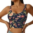 thumbnail image 2 of Picia Flower Sports Bra for Women,Padded Strappy Sports Bras Medium Support Yoga Bra with Removable Cups,Running Yoga Bra-Small, 2 of 9