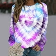 thumbnail image 2 of Besolor Women's Tie-Dye Sweatshirts Trendy Round Neck Long Sleeve Tops Casual Loose Going out Pullover Blouse, 2 of 3