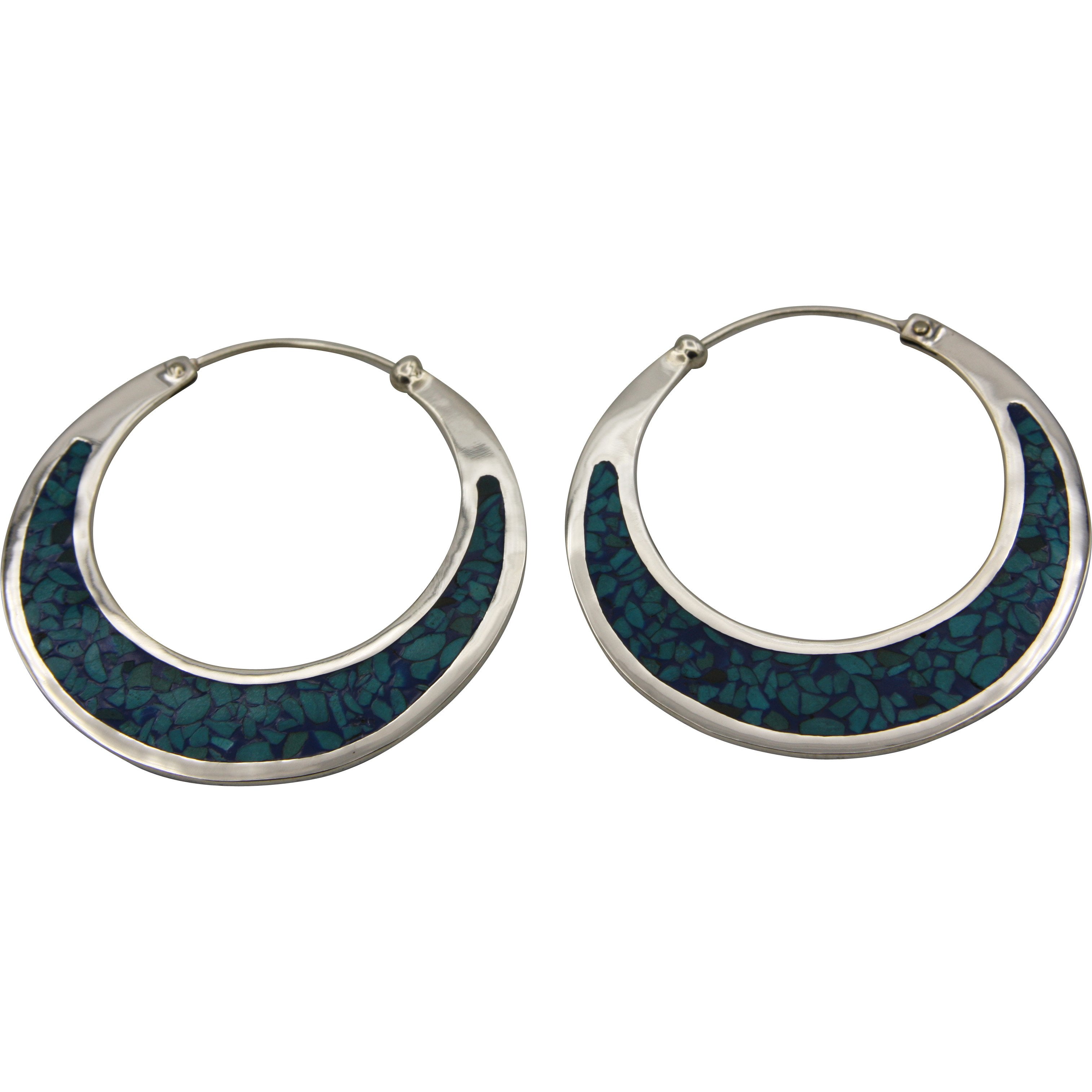 Turquoise chip hoop earrings Boho Hoop Earrings Turquoise Drop Earrings Turquoise Jewellery