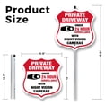 thumbnail image 2 of Private Driveway Shield Sign Under 24 Hour Video Surveillance By Night Vision Cameras 12 inch X 12 inch Shield Shaped Commercial Grade Plastic Sign with Aluminum Mounting Stake Weather, 2 of 8