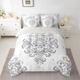 thumbnail image 2 of jejeloiu Vintage Victorian Pattern 7-Piece Twin Bedding Sets,Retro Damask Flower Bedding Comforter Set,White Gray Sheet Sets For Girls Kids,Microfiber Bedroom Decor Reversible, 2 of 8
