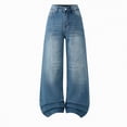 thumbnail image 4 of NOLDARES Girls Jeans Denim Elastic High Waisted Wide Leg Baggy Cargo Pants with Pockets 7-14 Years(Blue,14-15 Years), 4 of 4