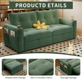 thumbnail image 4 of 73" Queen Size Sofa Bed, Loveseat Sleeper Sofa with Pull Out Bed, Pockets and Cup Holders, Modern 2 Seater Convertible Small Couch for Living Room Bedroom Apartment,Green, 4 of 9