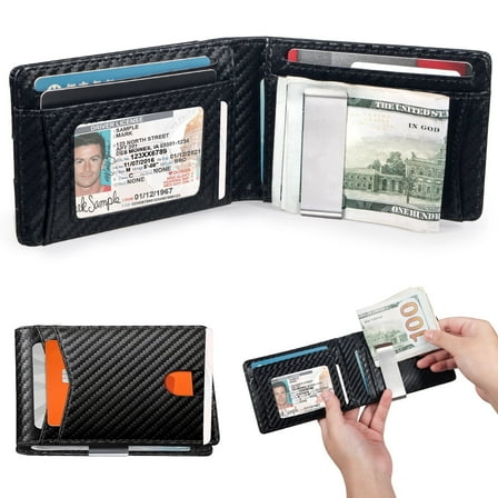 JLLOM Wallet for Men Slim,Genuine Leather Mens Wallet RFID Blocking Credit Card Holder