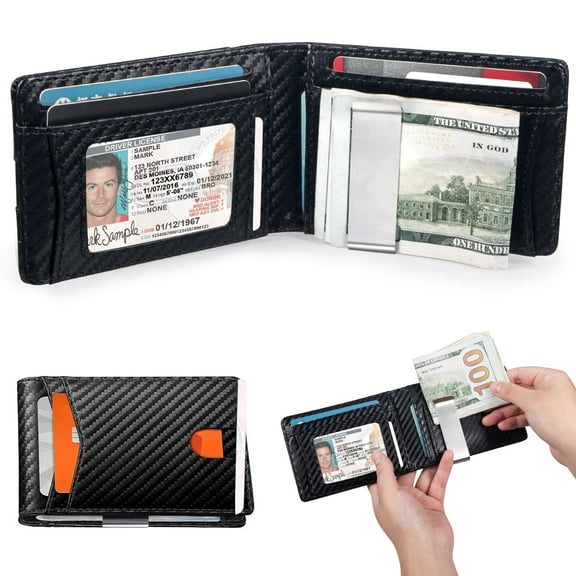 JLLOM Wallet for Men Slim,Genuine Leather Mens Wallet RFID Blocking Credit Card Holder