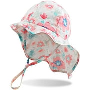 Baby Girls Sun-Hat with UPF 50+ Quick-Dry Toddler Kids Beach Cap Summer Outdoor Hat