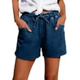 thumbnail image 7 of Women's Jean Shorts Drawstring Mid Waisted Denim Shorts with Pockets Casual Summer Jeans Trendy by Yigetop Blue XS, 7 of 7