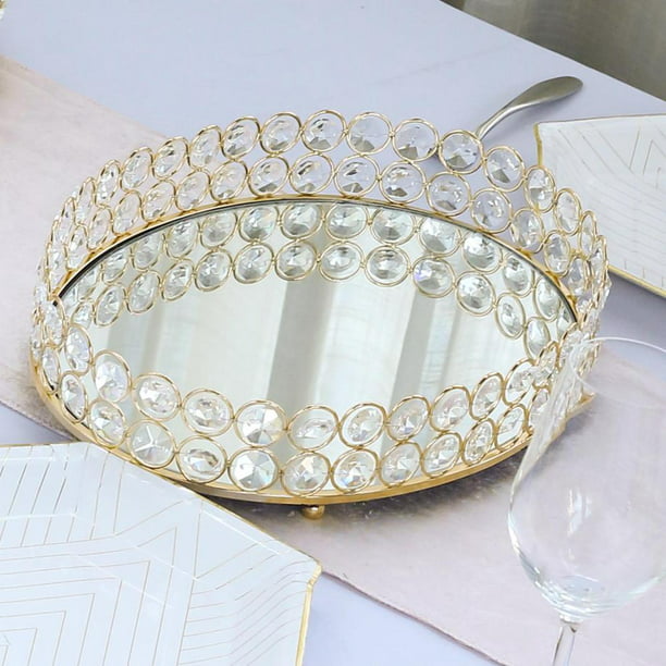 14 X 10 Gold Metal Decorative Serving, Oval Vanity Mirror Tray Gold