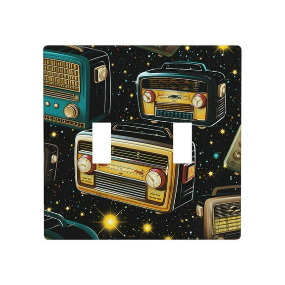 2 Gang Double Toggle Wall Plate Light Switch Cover Wallplate - Antique Tech Radio Starry Retro