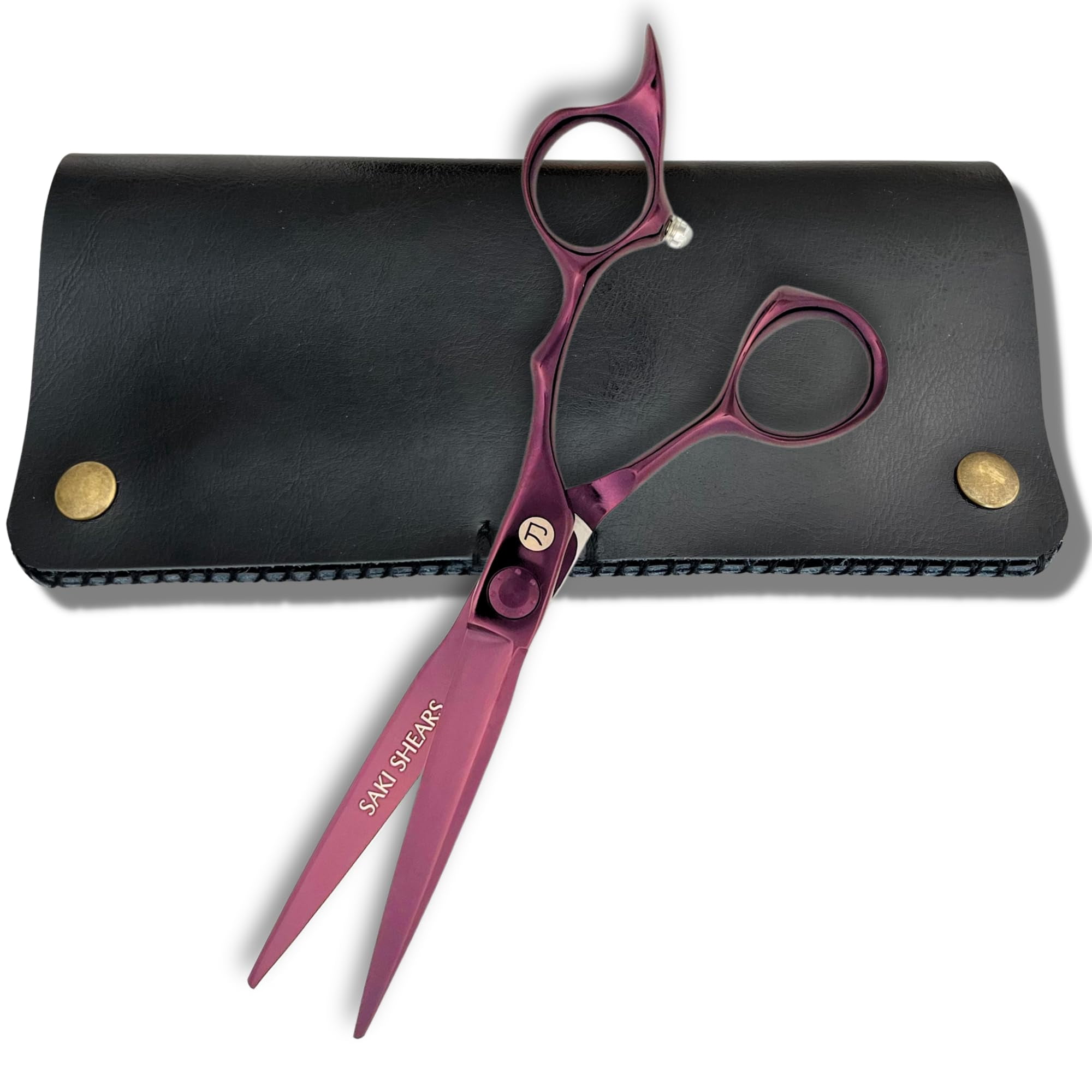 Saki Shears Velora 6" Hair Cutting Scissors - Wine Red Titanium Coated VG-10 Japanese Steel Hair Shears for Barbers and Hair Stylists (Cutting Shears)
