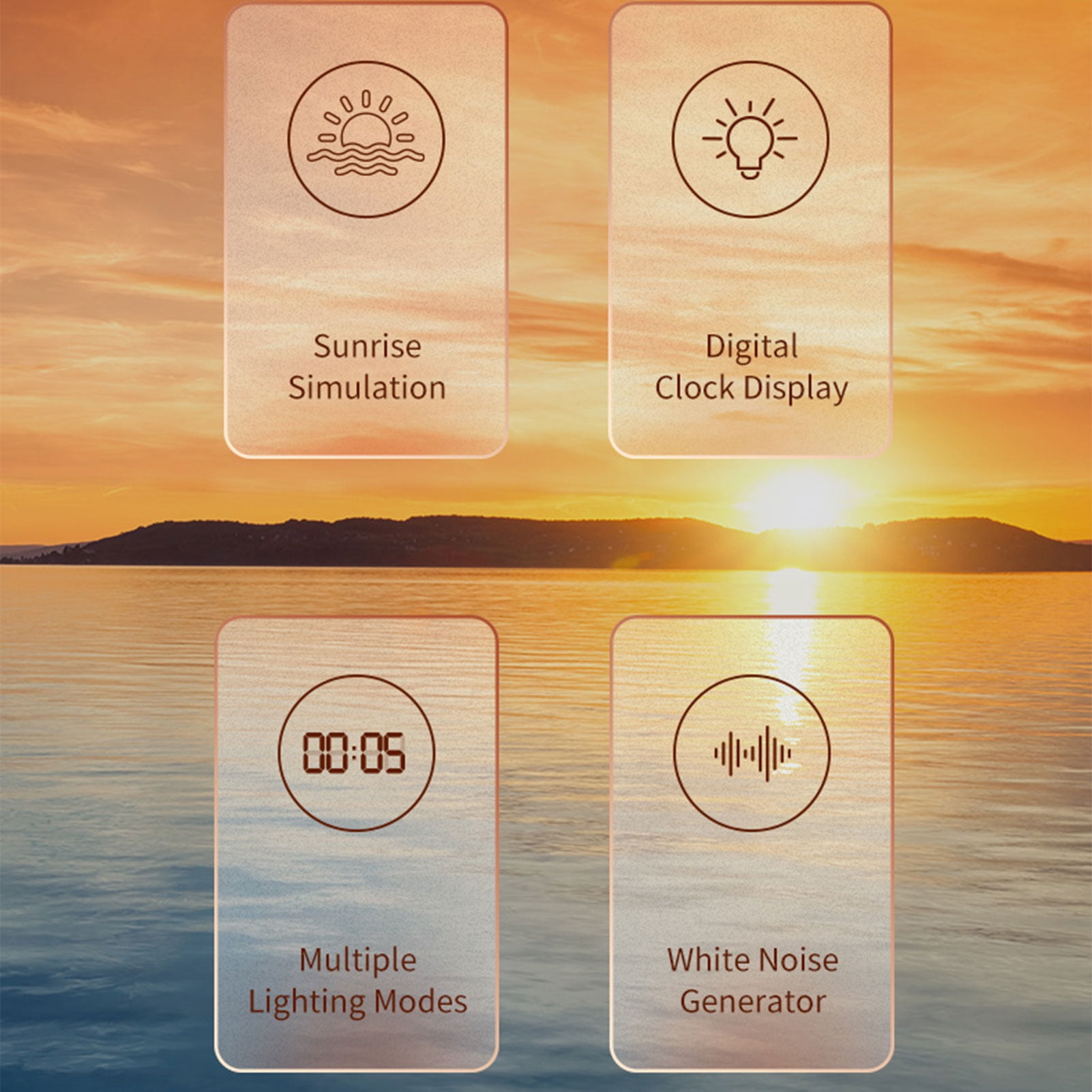 Sunrise Alarm Clock with Sound Machine, Wake Up Light, Night Light & 24 Sleep Sounds, White Noise Alarm Clock