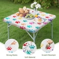 thumbnail image 4 of Colorful Dog Paw Footprint Square Fitted Tablecloth with Elastic Edge,Square Table Cover,Washable Elastic Table Cover for Home Kitchen Party Decor 36"x36", 4 of 6