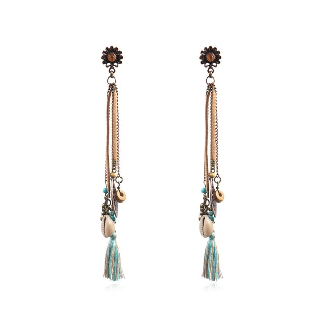 Pendientes de 2 piezas Minnieouse de gota bohemio con cadena decorativa