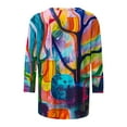 thumbnail image 5 of Women's Round Neck Blouse Dressy Casual Tops Tie Dye Ombre 3/4 Sleeve Loose Fit Flowy Tunic Tops Spring Elegant Shirts Vintage Fashion 2024 Summer Clothes for Teen Girls Multicolor T Shirts M, 5 of 5