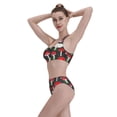 thumbnail image 5 of Daiia Red Mushrooms printed 2 piece Swimsuit Bikinis for Women High Waisted Racerback Bathing Suits Summer Tummy Control Scoop Neck Swimwear-Medium, 5 of 8