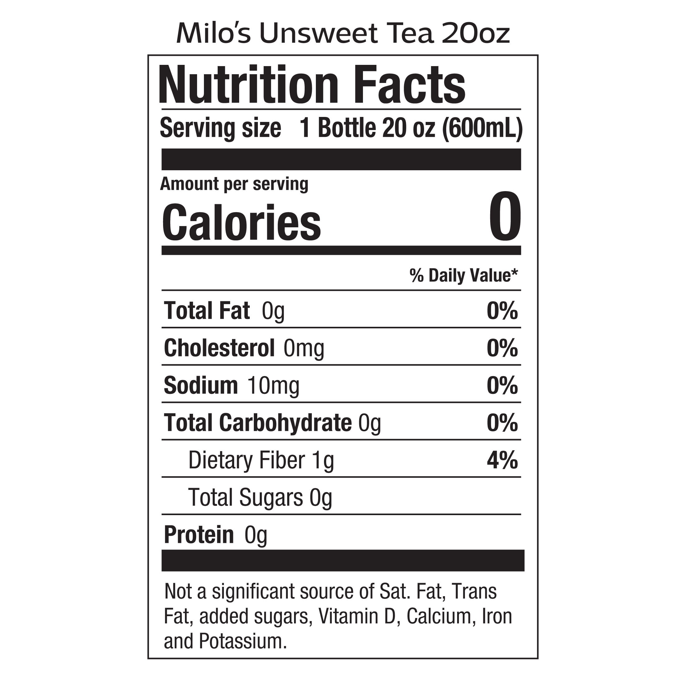 Milo’s Famous Unsweet Tea, 100% Natural, 20 Fl. Oz. Bottle