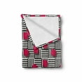 thumbnail image 2 of Teen Room Soft Flannel Fleece Throw Blanket, Abstract Geometric Minimalist Lines and Square Cubes Print, Cozy Plush for Indoor and Outdoor Use, 50" x 60", Magenta Black and White, by Ambesonne, 2 of 6