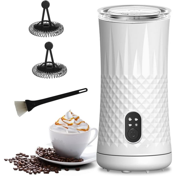 Electric Milk Frother and Steamer, 4 in 1 Automatic Milk Frother and Milk Warmer, Hot and Cold Milk Foam Maker for Coffee, Latte, Cappuccino Silent Operation (White)