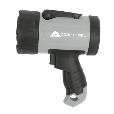 Ozark Trail 1000 Lumen LED Spotlight with Rubber Bumpers with Green Hunting Flashlight Light, AA Battery