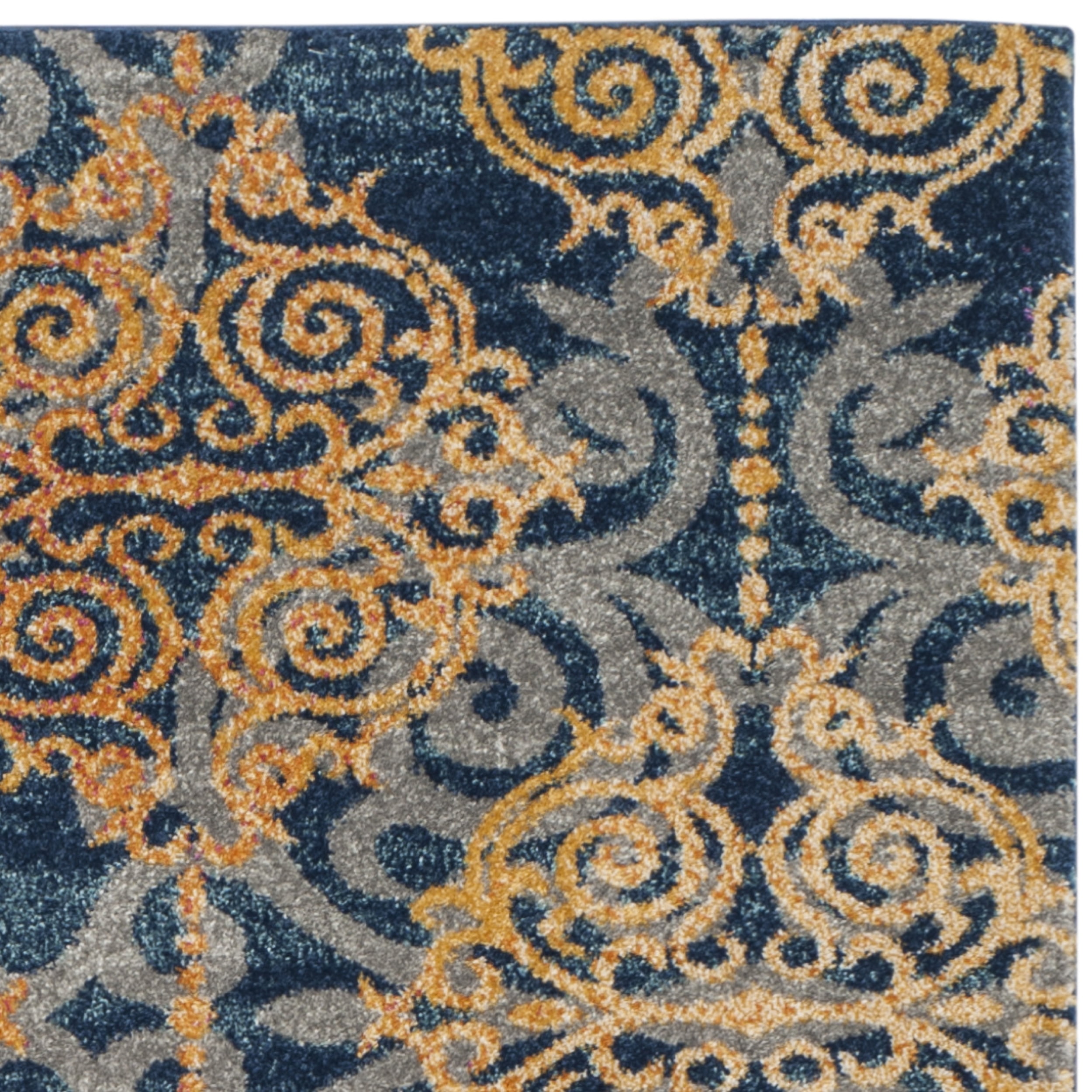 SAFAVIEH Evoke Keith Damask Area Rug, Blue/Orange, 3' x 5'