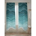 thumbnail image 5 of Ocean Waves Sheer Curtains 108 Inch Long 2 Panels, Abstract Spray Beach Turquoise Brown Gradient Light Filtering Rod Pocket Semi Sheer Curtains, Sheer Voile Drapes for Living Room Bedroom, 52"x108", 5 of 5