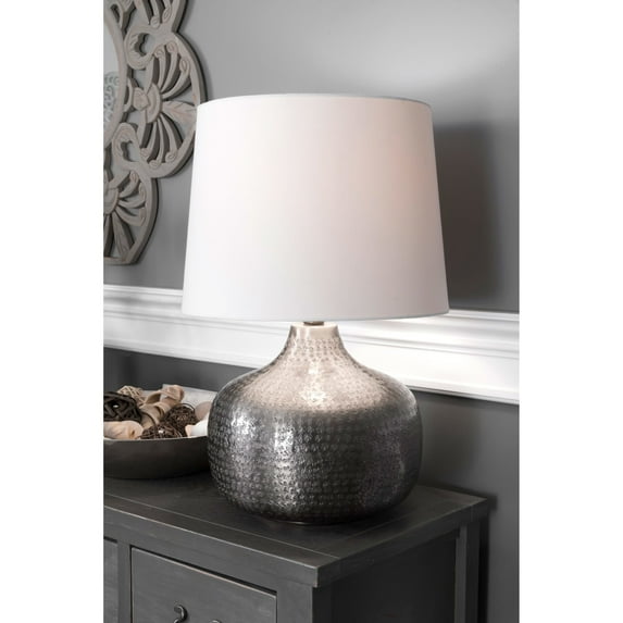 Watch Hill 21-inch Faith Hammered Aluminum Cotton Shade Table Lamp