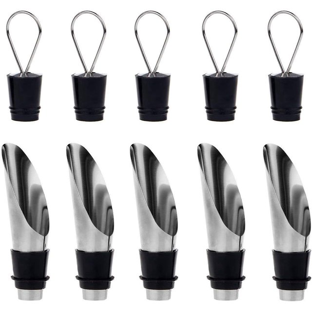 5 Paquetes 2 En 1 Bouteilles En Acier Inoxydable Bec Et Canette D'aration Avec Bouchon - Ensemble Cadeau Bouteille Et Vinire