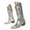 2Silver, variant on Sunflower Embroidery Cowboy Boots for Women Strappy Riding Mid Calf Boots Country Concert Cowgirl Boots