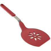 Homi Styles Jumbo Nylon Kitchen Pancake Spatula | Wide Non-Stick Slotted Blade with Floral Cut-Out Design - Great for Pancake Flipper, and Egg Turner | 15 x 6.5 Inches (Red)