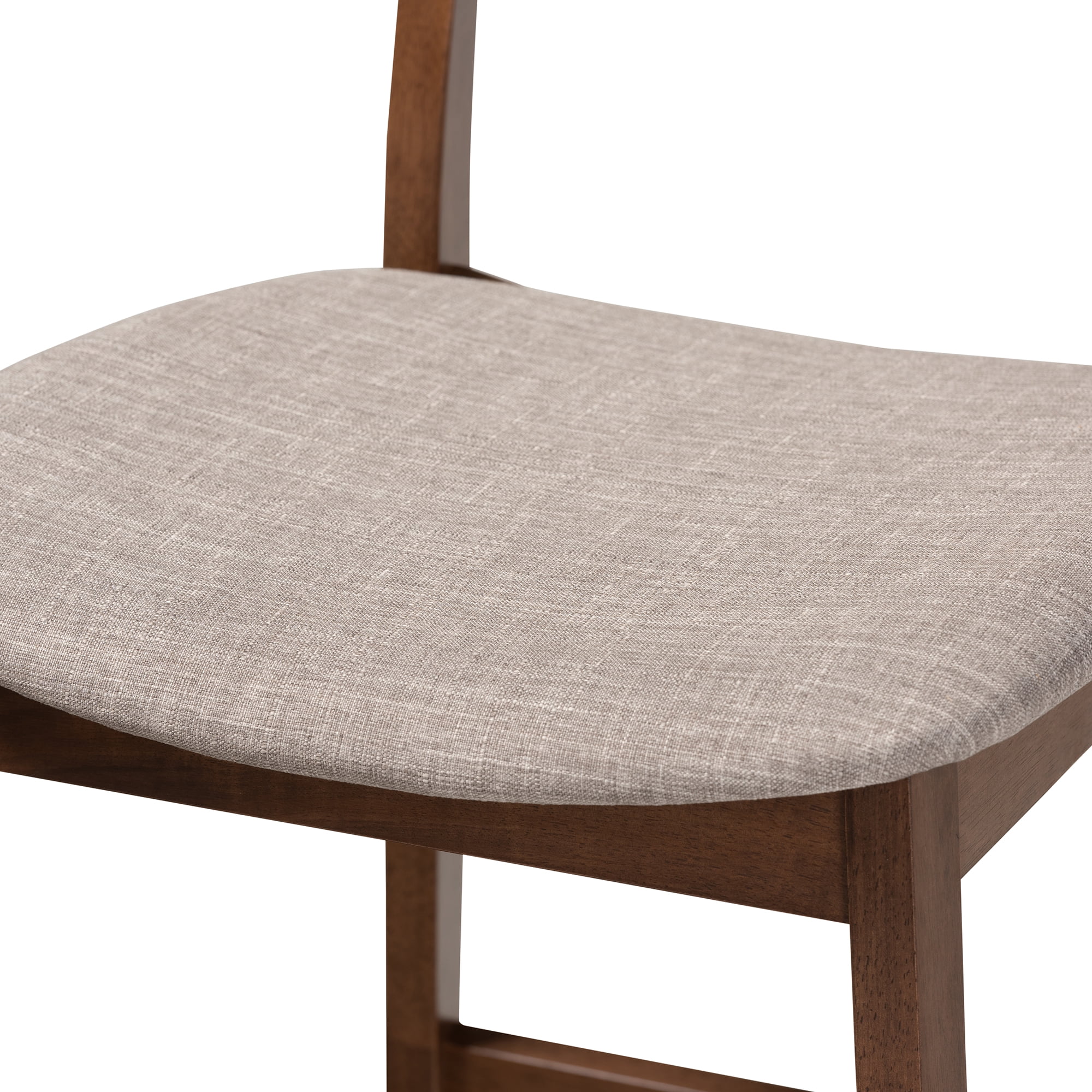 Baxton Studio Larine Modern and Contemporary Light Gray Fabric Upholstered Walnut Finished 2-Piece Wood Counter Stool Set Set