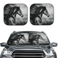 thumbnail image 2 of Salouo Running Horse Black And White Pattern Car Windshield Sun Shade Foldable | Front Windshield Shade for Sun, Heat and UV Rays | Interior Sun Protection-Large, 2 of 6