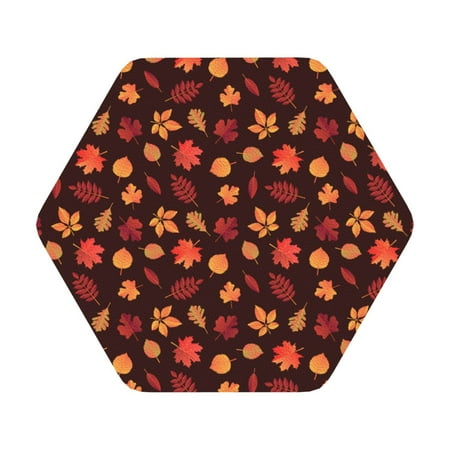 

Pofeuu fall Maple leaf Print Leather Coasters Set of 6 Round Cups Mugs Mat Pad for Home Kitchen Heat Resistant Drink Coasters Hexagon