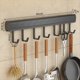 thumbnail image 4 of Perchero de Cocina con 8 , Perchas Montadas en la Pared, Estante, Cuchara, Pala, Tabla de Cortar, Organizador, Accesorios de Cocina, Negro, 4 of 5