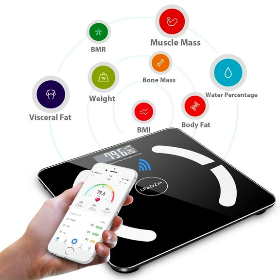Bluetooth Smart Bathroom Scales for Body Weight Digital Body Fat Scale,Auto Monitor Body Weight,Fat,BMI,Water, BMR, Muscle Mass with Smartphone APP,Fitness Health Scale