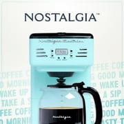 Nostalgia Retro Coffee Maker, 12-Cup Programmable Vintage Coffee Machine with Anti-Drip Carafe, Aqua