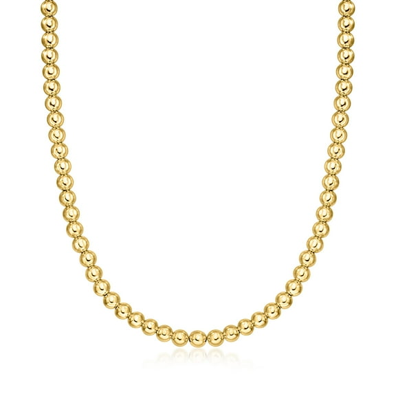 Ross-Simons Italian 6mm 18kt Gold Over Sterling Bead Necklace, Women's, Adult