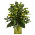 thumbnail image 1 of Nearly Natural 6375 Mixed Greens in Green Tin Planter Artificial Plant, 1 of 1