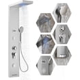 thumbnail image 1 of Senfot 5 In 1 Shower Panel Tower System LED Rainfall Shower Panel Tower Stainless Steel Shower System with 3-Function Handheld Shower 2 Body Spray Temperature Display Wall-Mounted Steel Brushed, 1 of 7